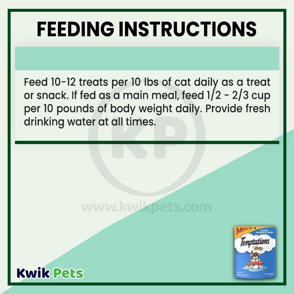Feeding Instruction - Temptations Classics Cat Treats Savory Salmon 6.3-oz