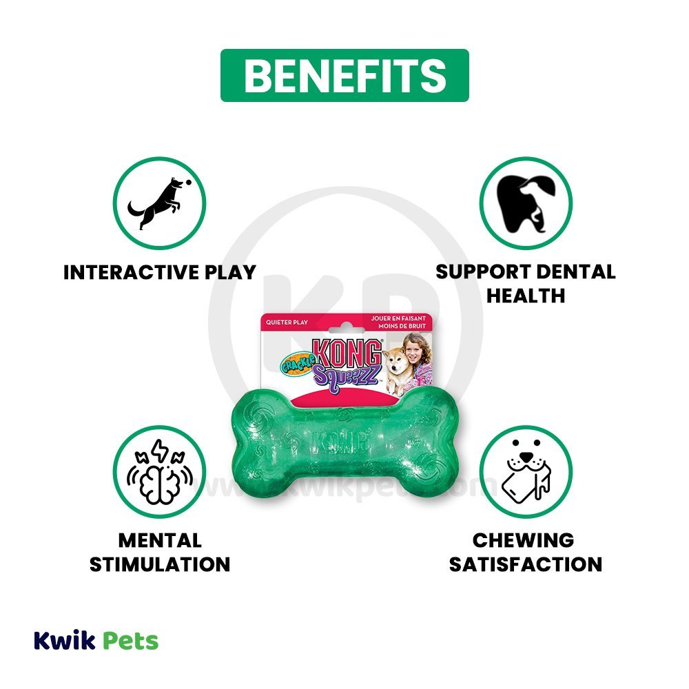 Benefits of Kong Squeezz Crackle Bone Dog Toy Assorted Large