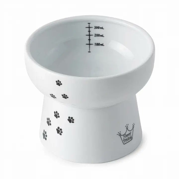 Necoichi Elevated Porcelain Ceramic Cat Water Bowl White Extra Tall