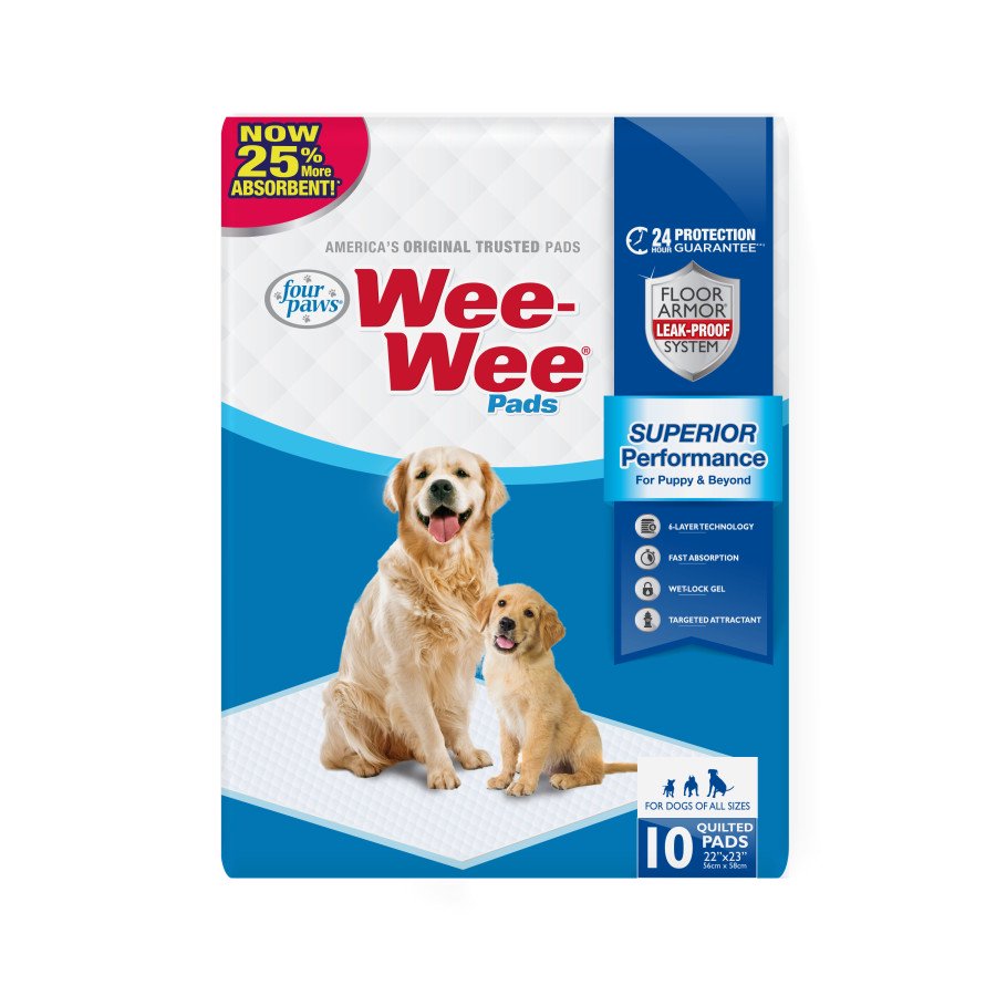 Four Paws Wee-Wee Superior Performance Dog Pee Pads 10 Count 22 in X 23 in, Kwik Pets