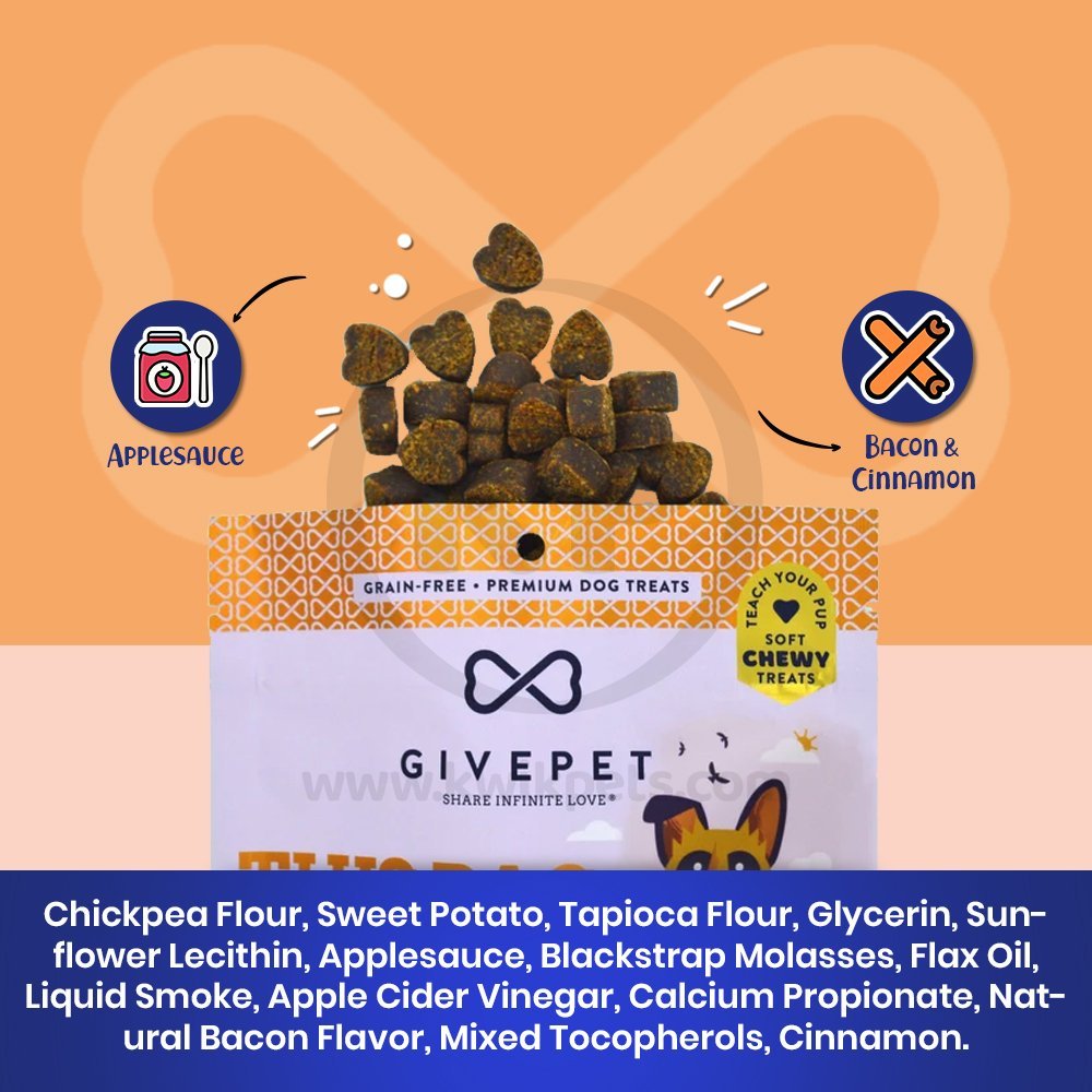 Detail of Givepet Off-Leash Leisure Grain-Free Premium Soft Chewy Dog Treats Applesauce, Bacon & Cinnamon 6-oz