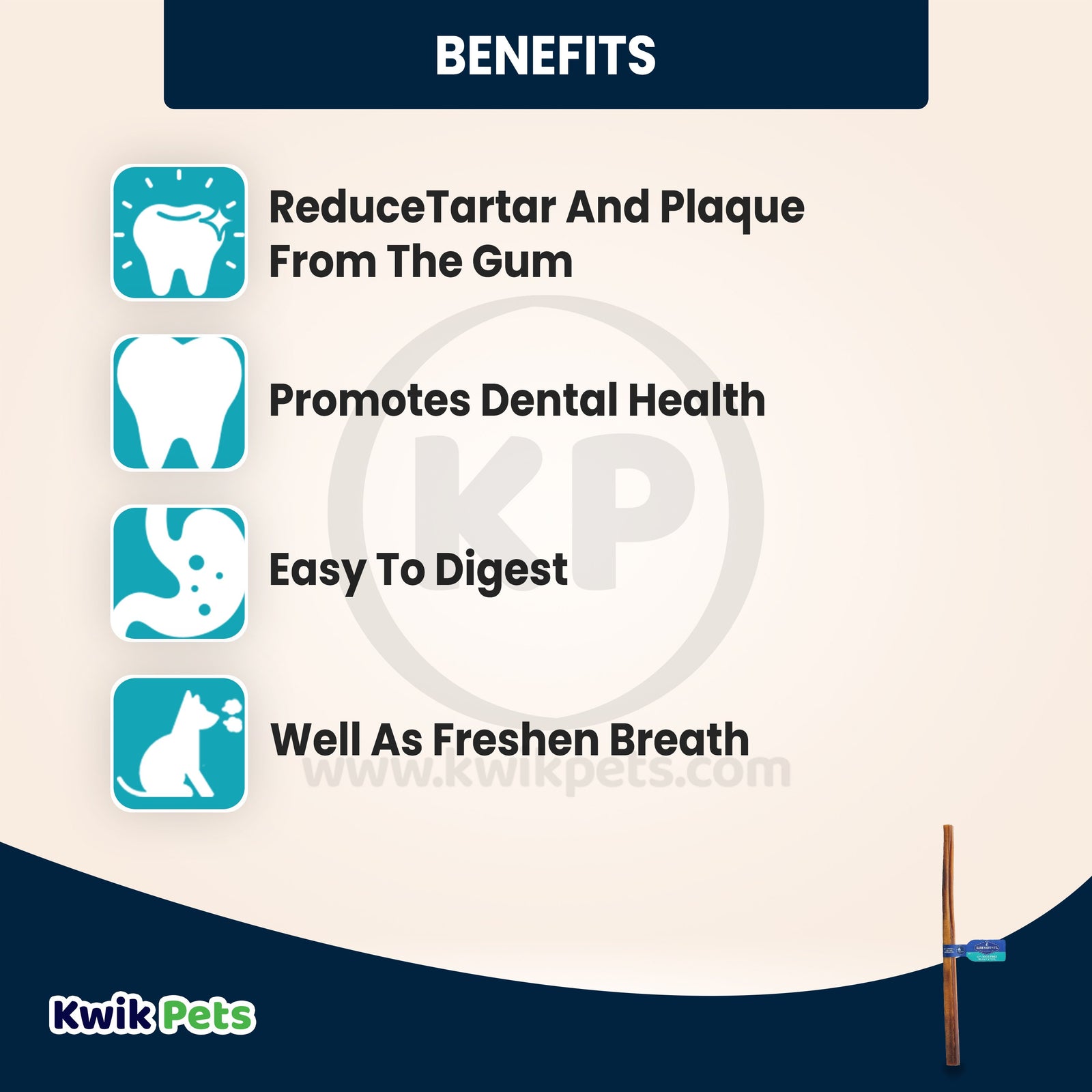 Benefits of Barkworthies 12" Odor Free Bully Stick