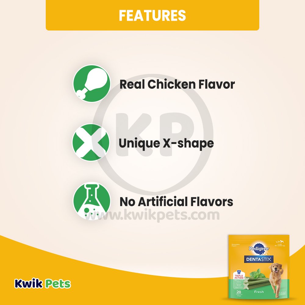 Pedigree DENTASTIX Dog Dental Treat Fresh Resealable Pouch, 28ct, Pedigree