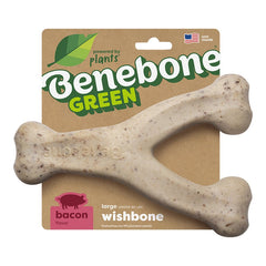 Benebone Green Wishbone Bacon Flavor Dog Chew Toy Large