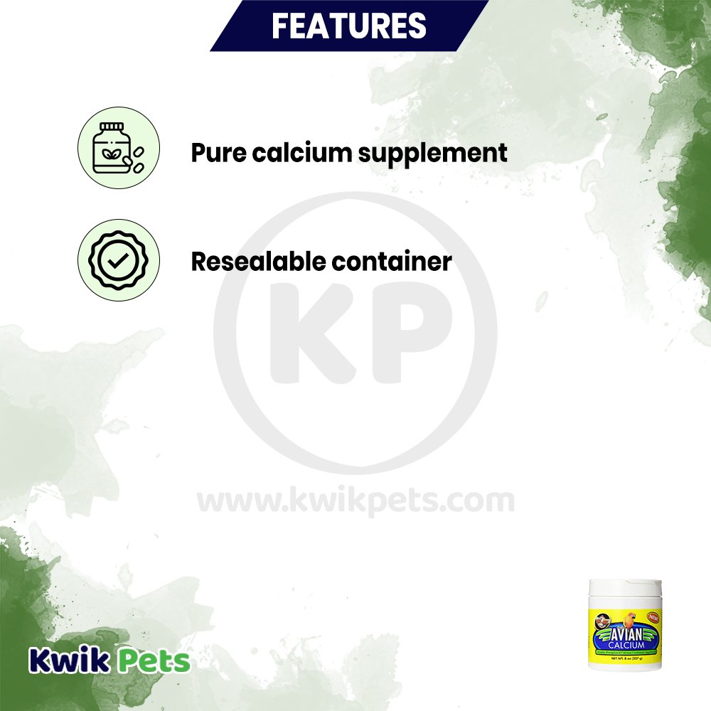 Zoo Med Avian Calcium Bird Supplement 8-oz, Kwik Pets