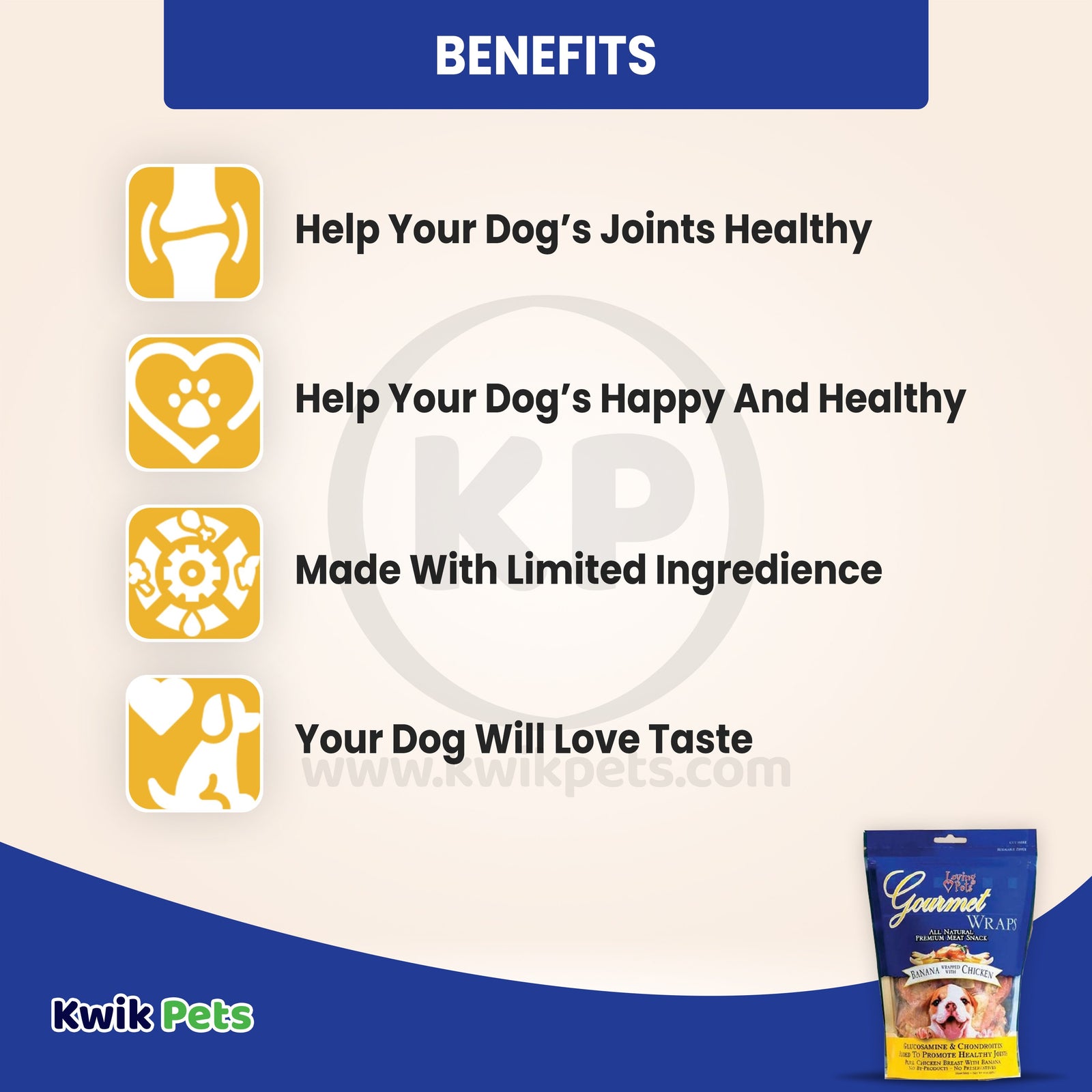 Loving Pets Gourmet Wraps Dog Treat Banana & Chicken 6-oz, Kwik Pets