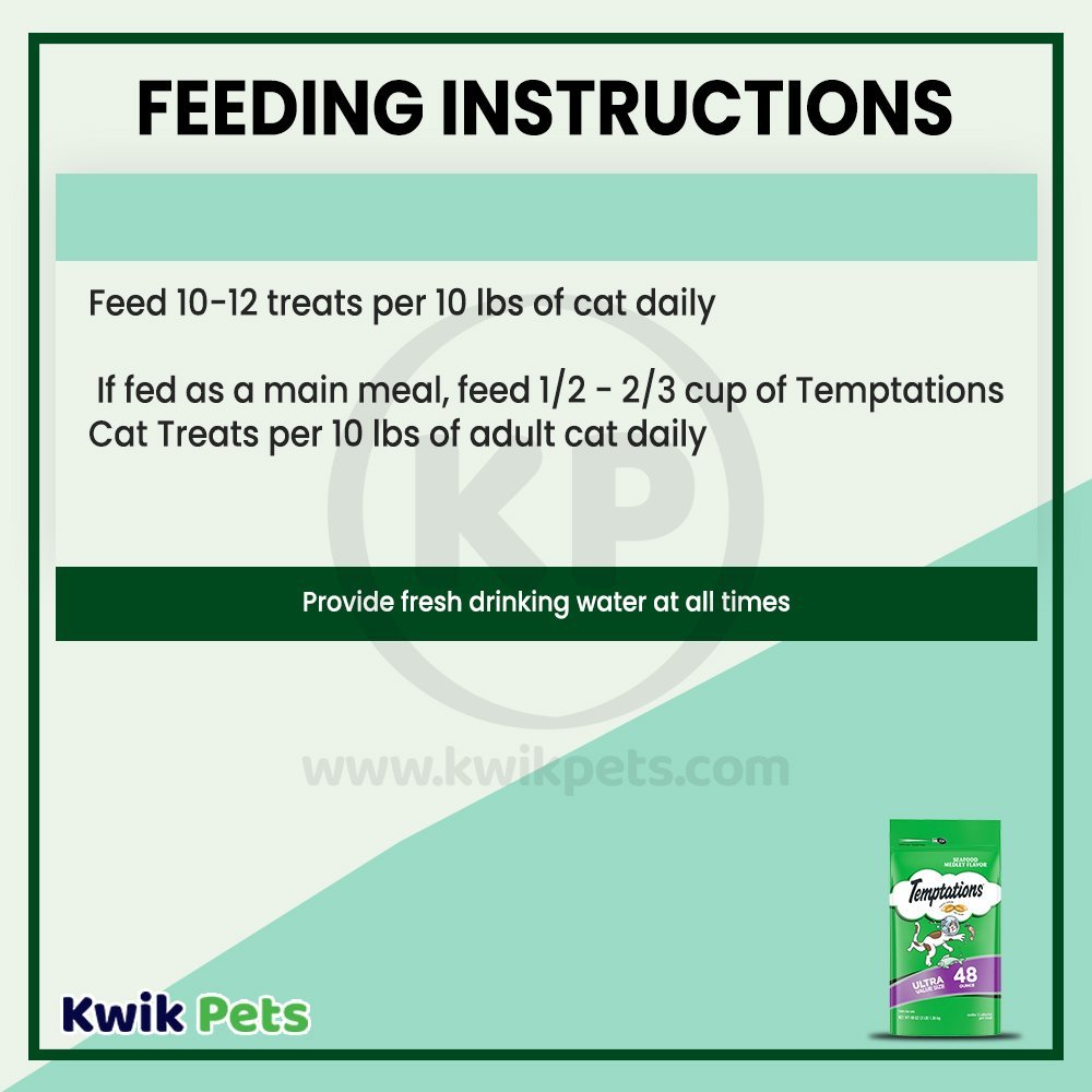 Feeding Instruction - Temptations Classics Crunchy & Soft Adult Cat Treats Seafood Medley 48-oz