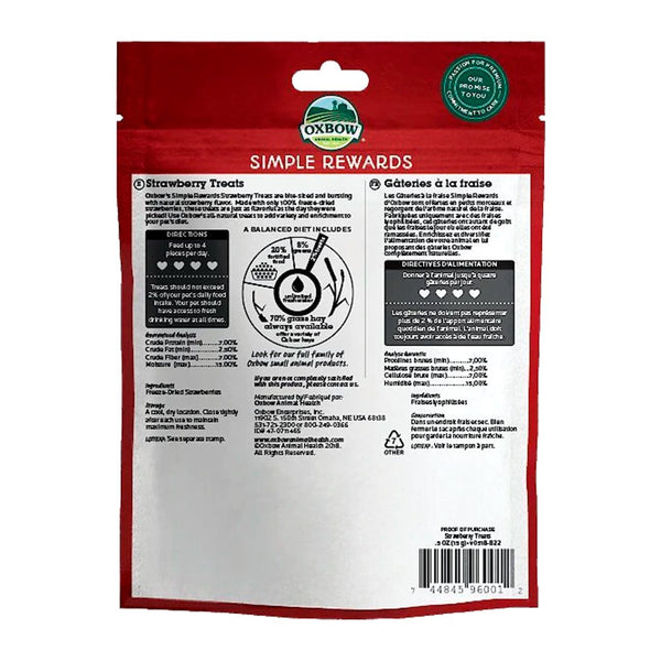 Oxbow Animal Health Simple Rewards Freeze Dried Strawberry Small Animal Treats 0.5-oz, Kwik Pets