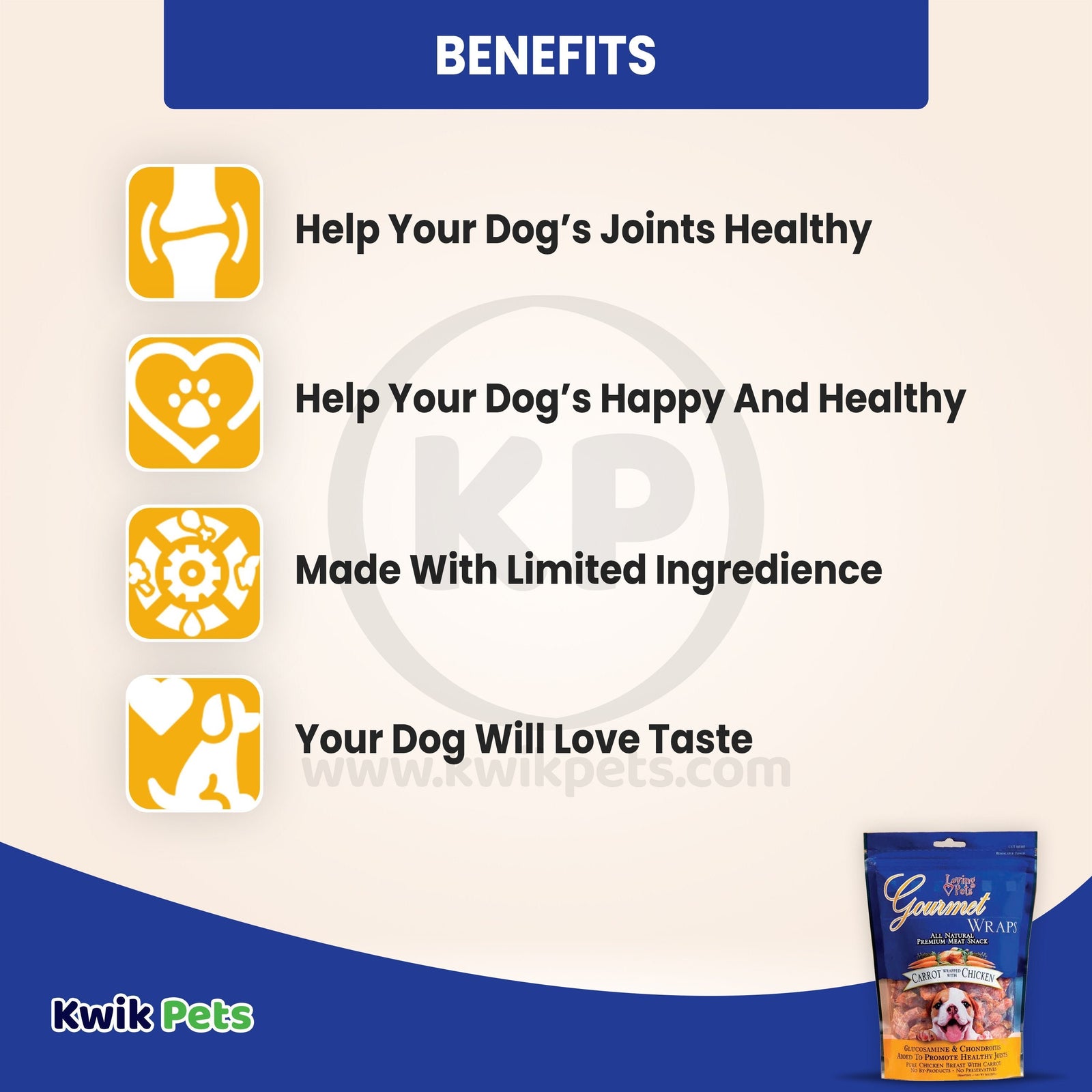 Benefits of Loving Pets Gourmet Wraps Dog Treat Carrot & Chicken 6-oz