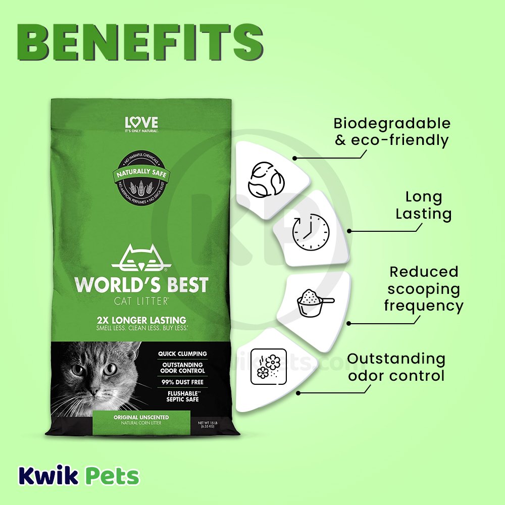 Benefits - World's Best Cat Litter Original Unscented Formula 15-lb