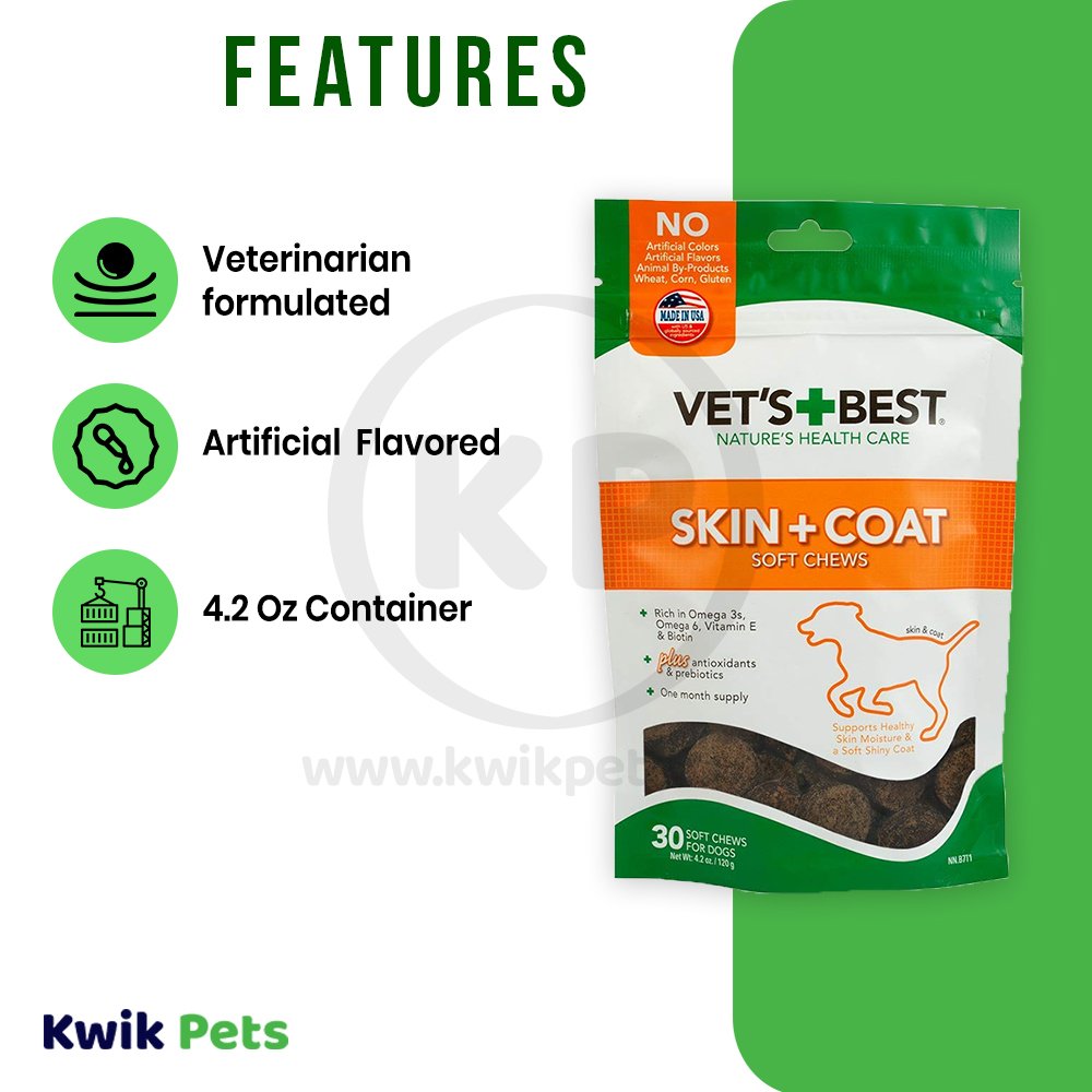 Vet's Best Skin & Coat Soft Chews 4.2 oz, 30 ct, Vet's Best