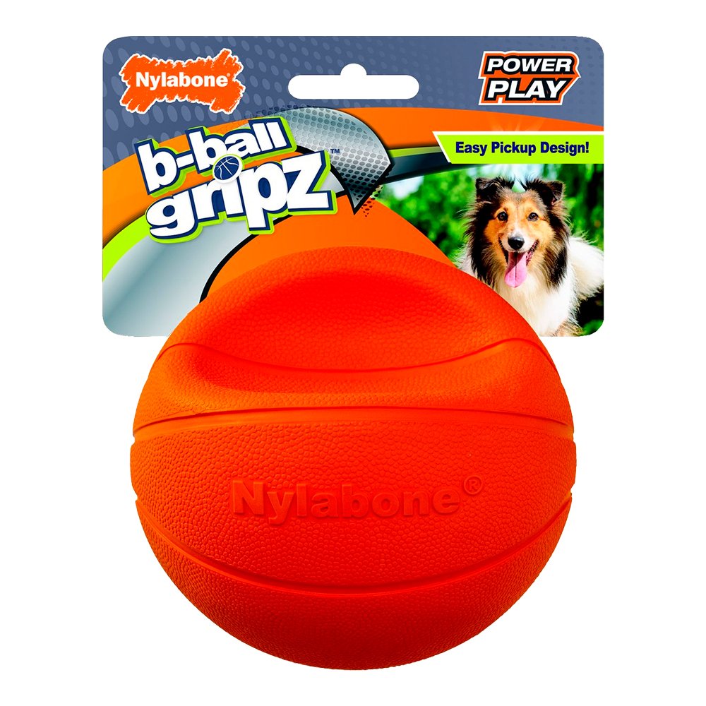 Nylabone Power Play Dog Basketball B-Ball Gripz, Medium/Wolf - Up To 35 lb, Nylabone