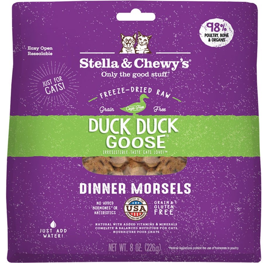 Stella & Chewy's Freeze-Dried Raw Dinner Morsels Cat Food Duck Duck Goose Recipe 8-oz, Kwik Pets