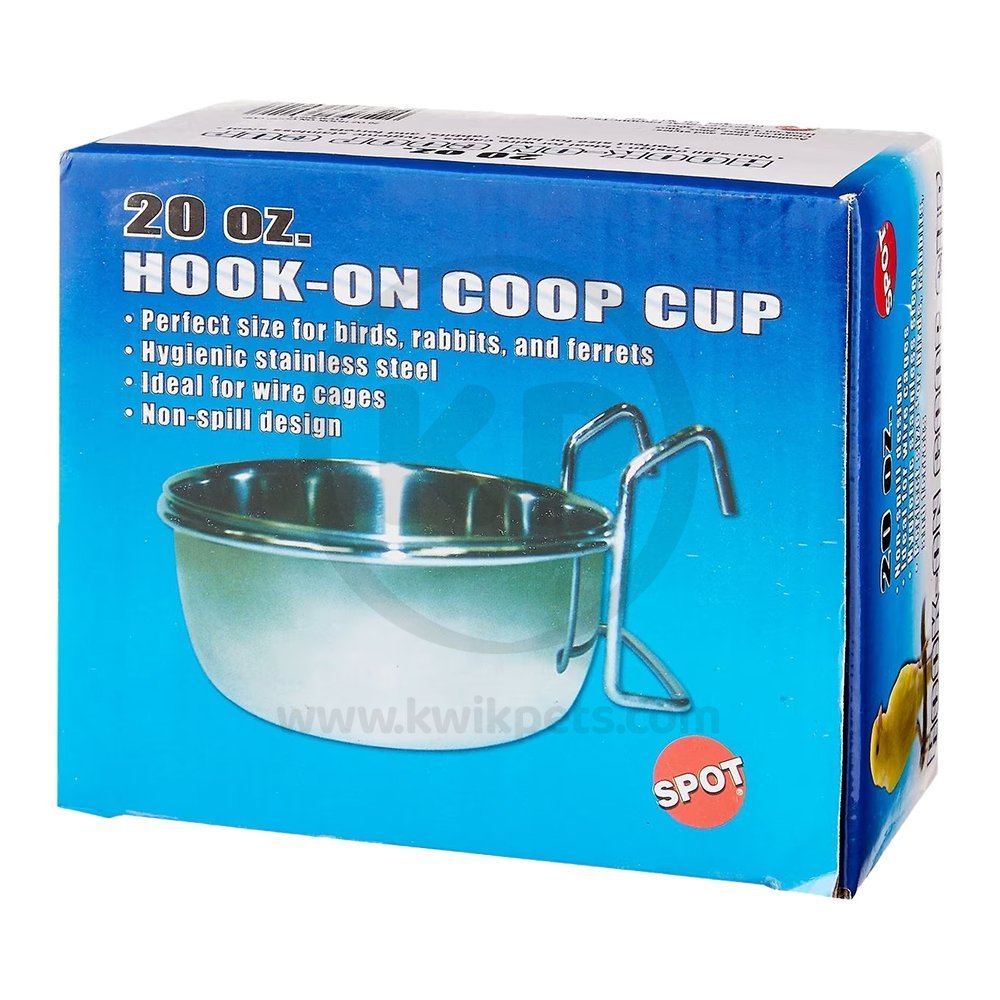 Ethical Pet Spot Stainless Steel Bird Coop Cup with Wire Hanger 20-oz