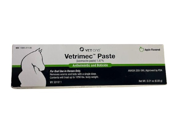 VetOne Vetrimec Ivermectin Horse Dewormer Paste 1.87% Apple Flavored 0.21-oz
