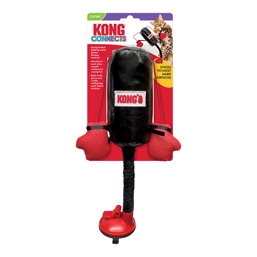 Kong Connects Punching Bag with Boxing Gloves Filled with Catnip Red