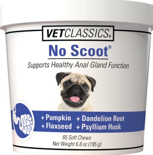 VetClassics No Scoot Anal Gland Function Support Soft Chews Dog Supplement 65 Count