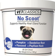 VetClassics No Scoot Anal Gland Function Support Soft Chews Dog Supplement 65 Count