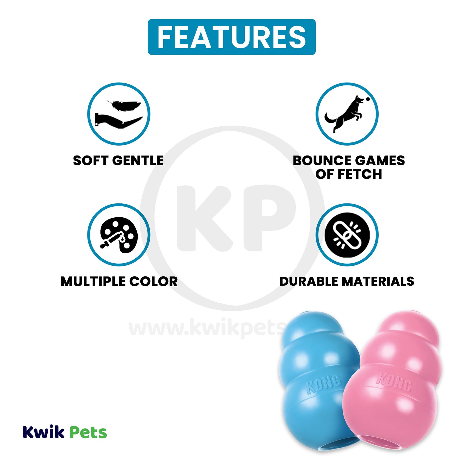 KONG Puppy Toy Assorted Medium, Kwik Pets