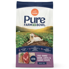 CANIDAE PURE Farm to Bowl Adult Dry Dog Food Free-Range Bison, Lentil & Carrot 4-lb