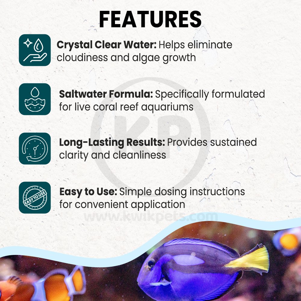 Features of Vibrant Saltwater Aquarium cleaner 16-oz