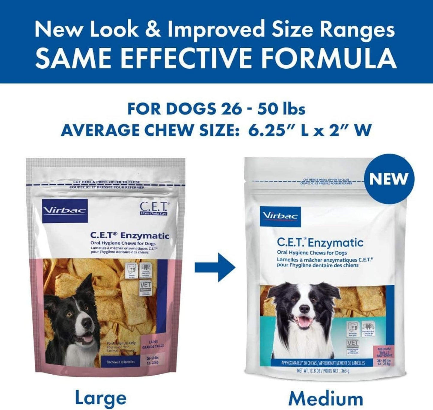 Virbac C.E.T. Enzymatic Dental Chews for Dogs Medium 12.8-oz