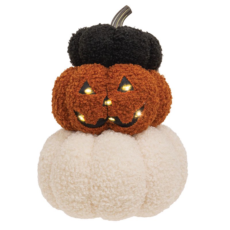 Bright Ideas Plush Stacked Jack-O'-Lantern with Led Lights Halloween Decor