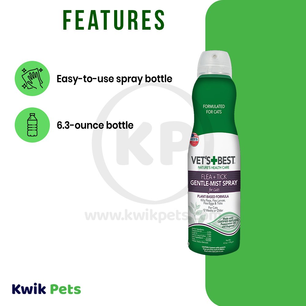 Vet's Best Flea & Tick Cat Gentle Mist Spray 6.3-oz, Vet's Best