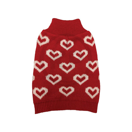 Fashion Pet Allover Hearts Dog Sweater Red, SM, Fashion Pet