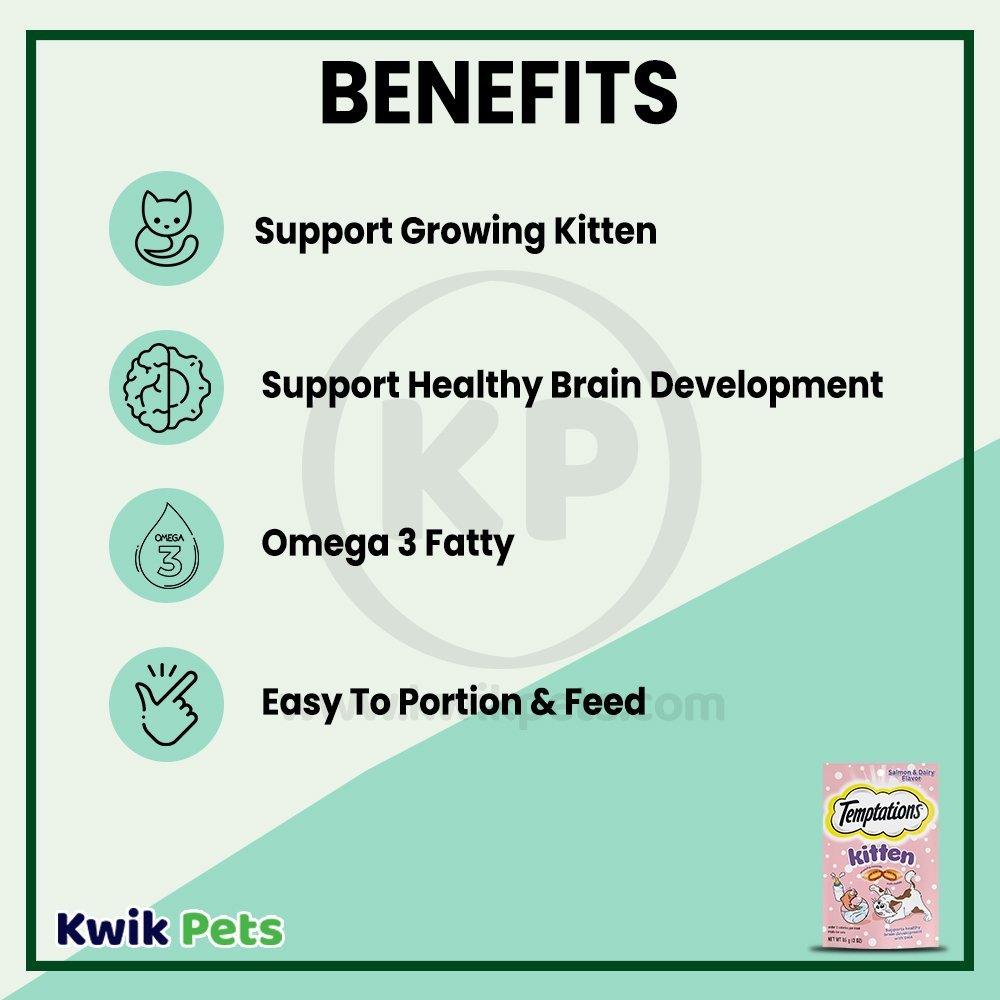Benefits - Temptations Kitten Cat Treat Salmon & Dairy 3-oz