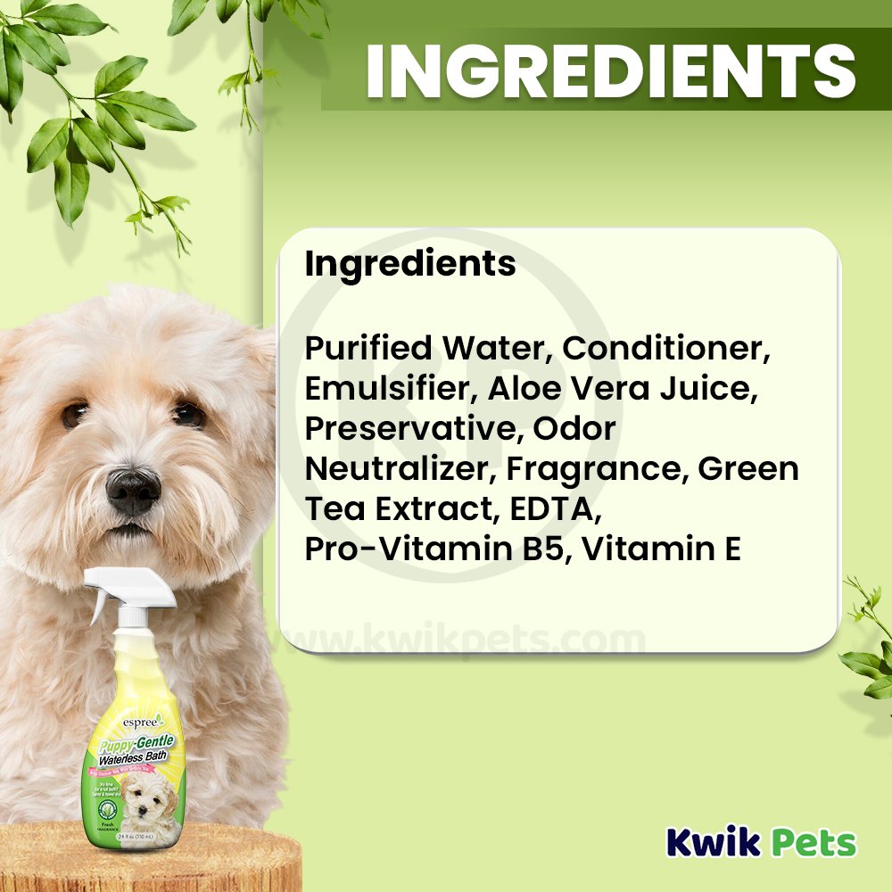 Espree Puppy Gentle Waterless Bath with Aloe Fresh Scent 24-oz, Kwik Pets