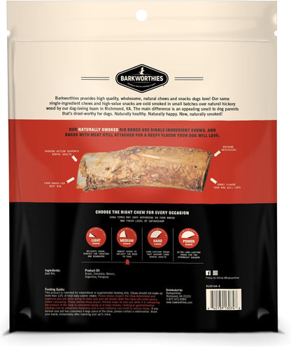 Barkworthies Naturally Smoked Rib Bones Dog Treats Medium 10 Count