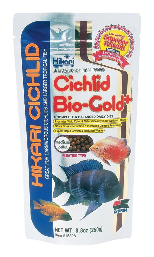 Hikari USA Cichlid BioGold+ Pellet Fish Food 8.8-oz, MD, Hikari