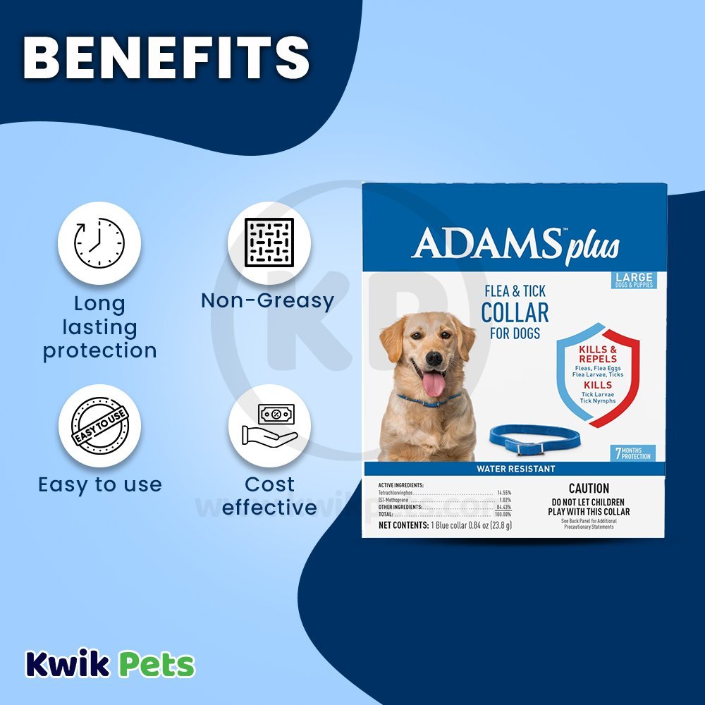 Benefits of Adams Plus Flea & Tick Blue Collar for Dogs Large