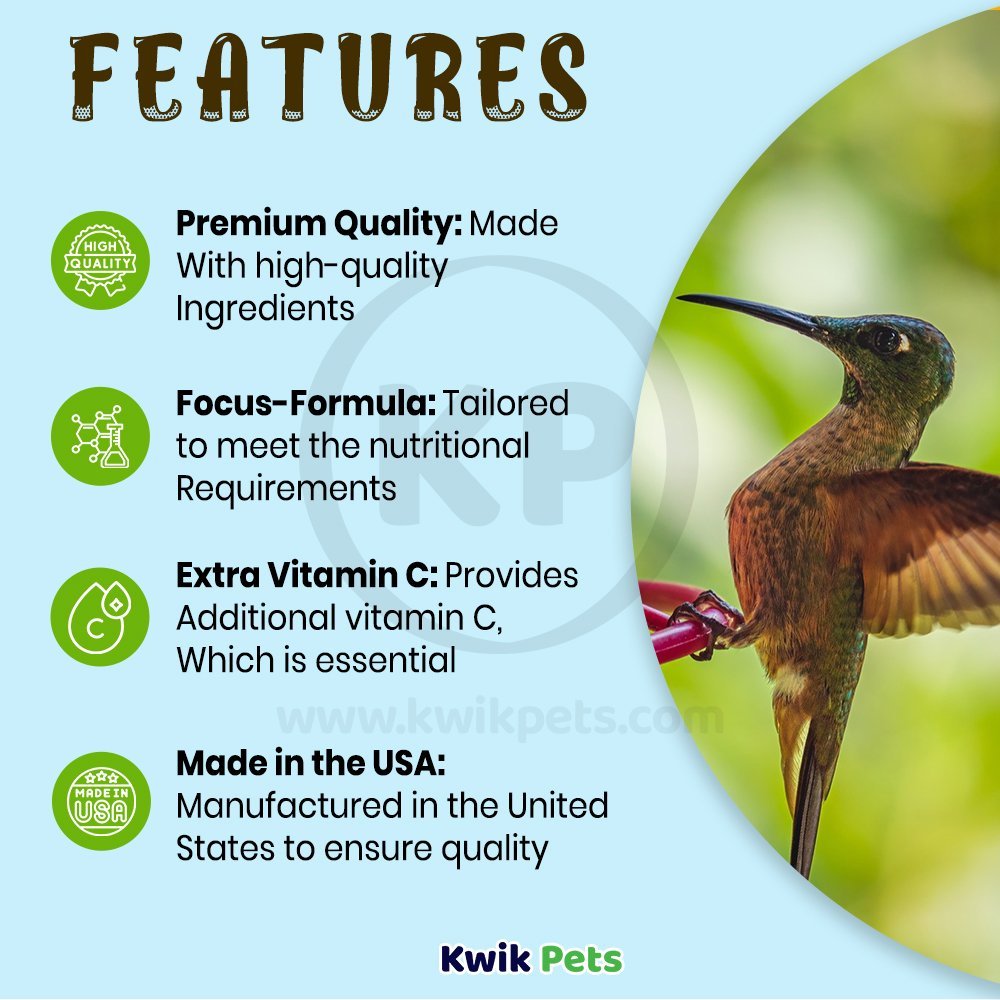 Features of Oasis Vita Drops Multivitamin Supplement for Hummingbirds 2-oz