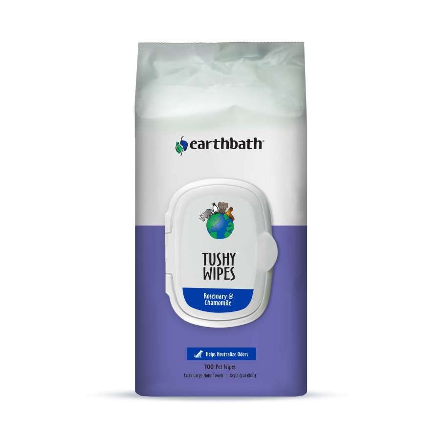 Earthbath Tushy Wipes for Dogs & Cats Rosemary & Chamomile 100 Count