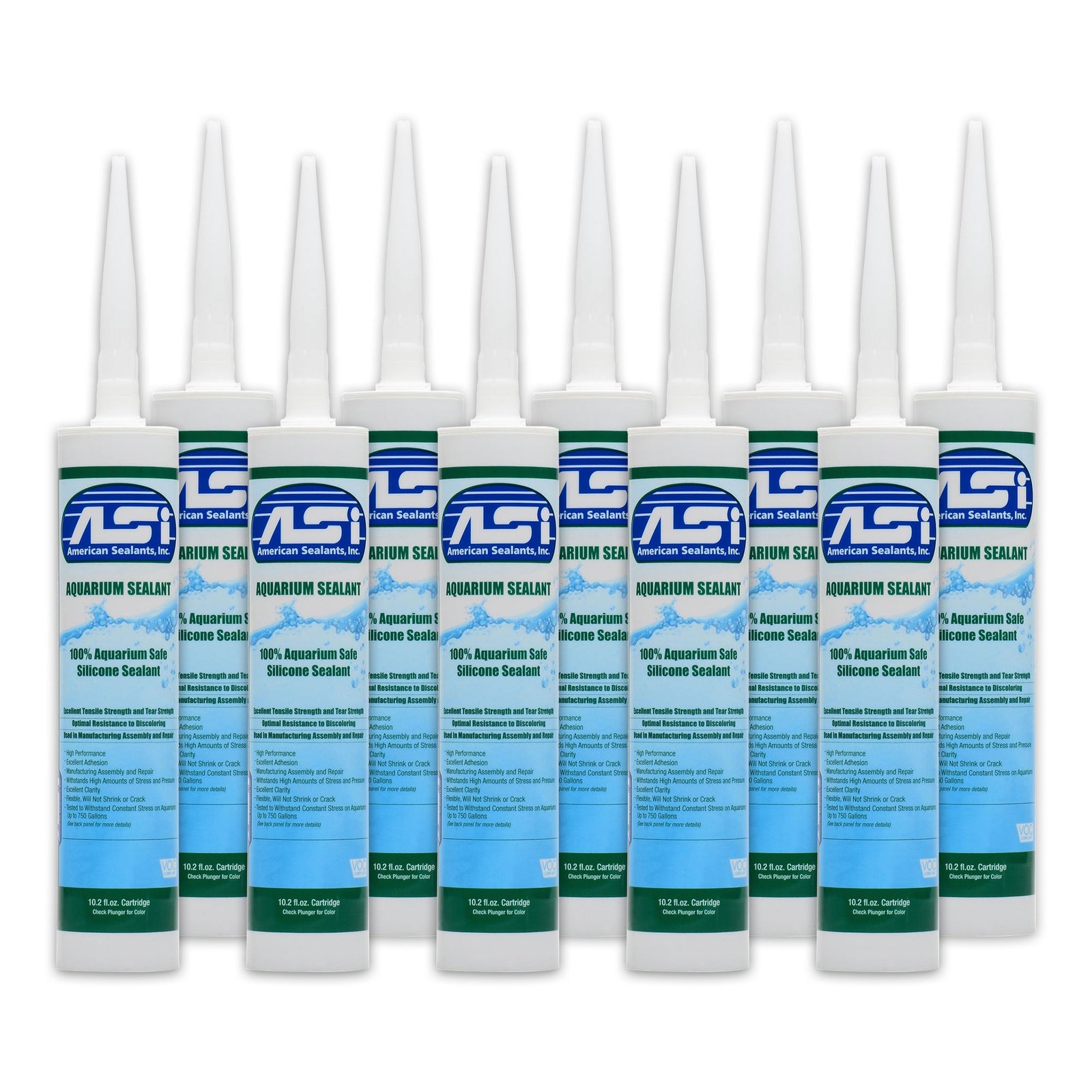 ASI Clear Aquarium Silicone Sealant Cartridge  10.2-oz 10 Pack