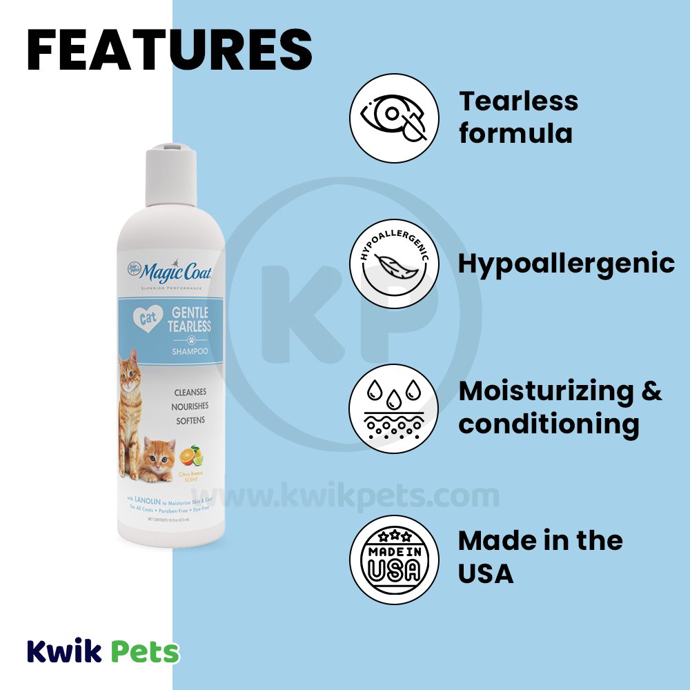 Four Paws Magic Coat Tearless Cat & Kitten Shampoo 16-oz, Kwik Pets