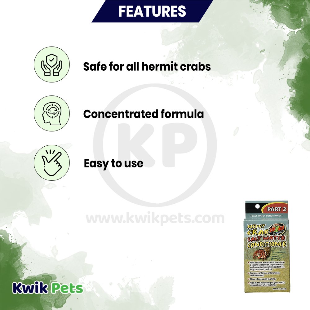 Zoo Med Hermit Crab Salt Water Conditioner 4.50-oz 2 Pack, Kwik Pets