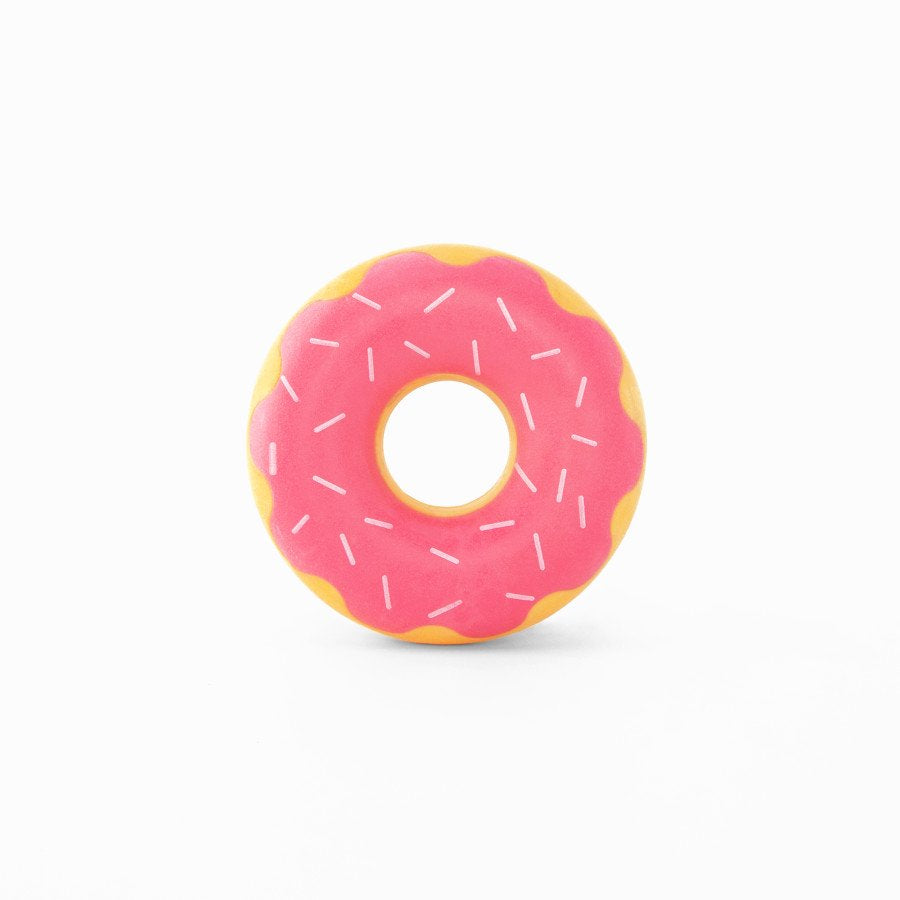 ZippyPaws ZippyTuff Donutz Squeaky Rubber Dog Toy Strawberry Small