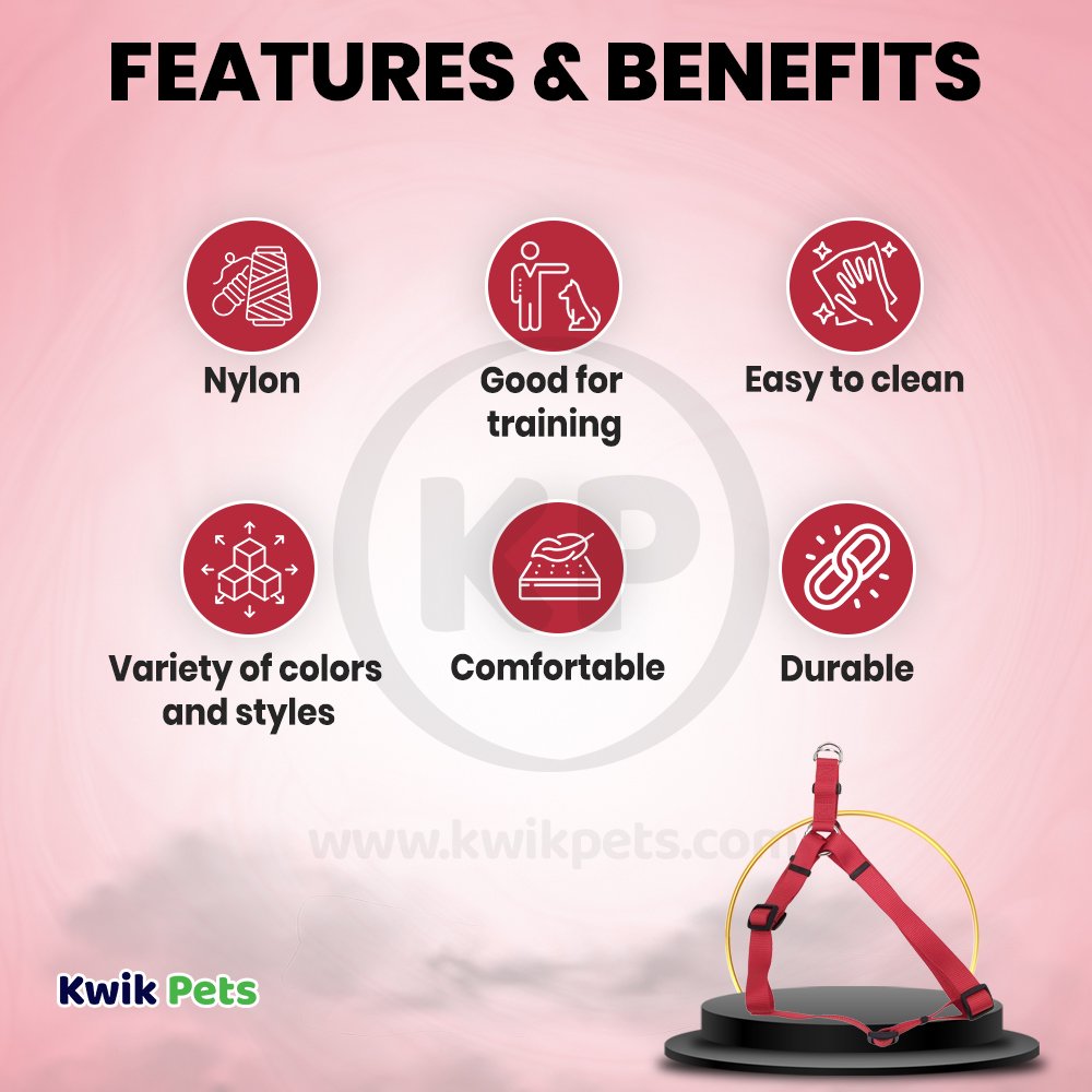 Coastal Comfort Wrap Adjustable Nylon Dog Harness Red Large 1 in X 26-38 in, Kwik Pets
