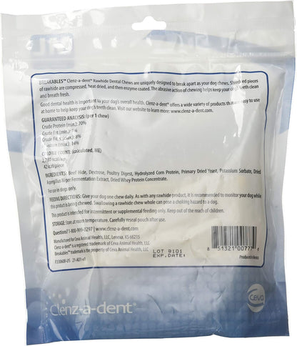 Ceva Clenz-a-dent Breakables Rawhide Dental Dog Chews Medium/Large 15 Count 8.3-oz