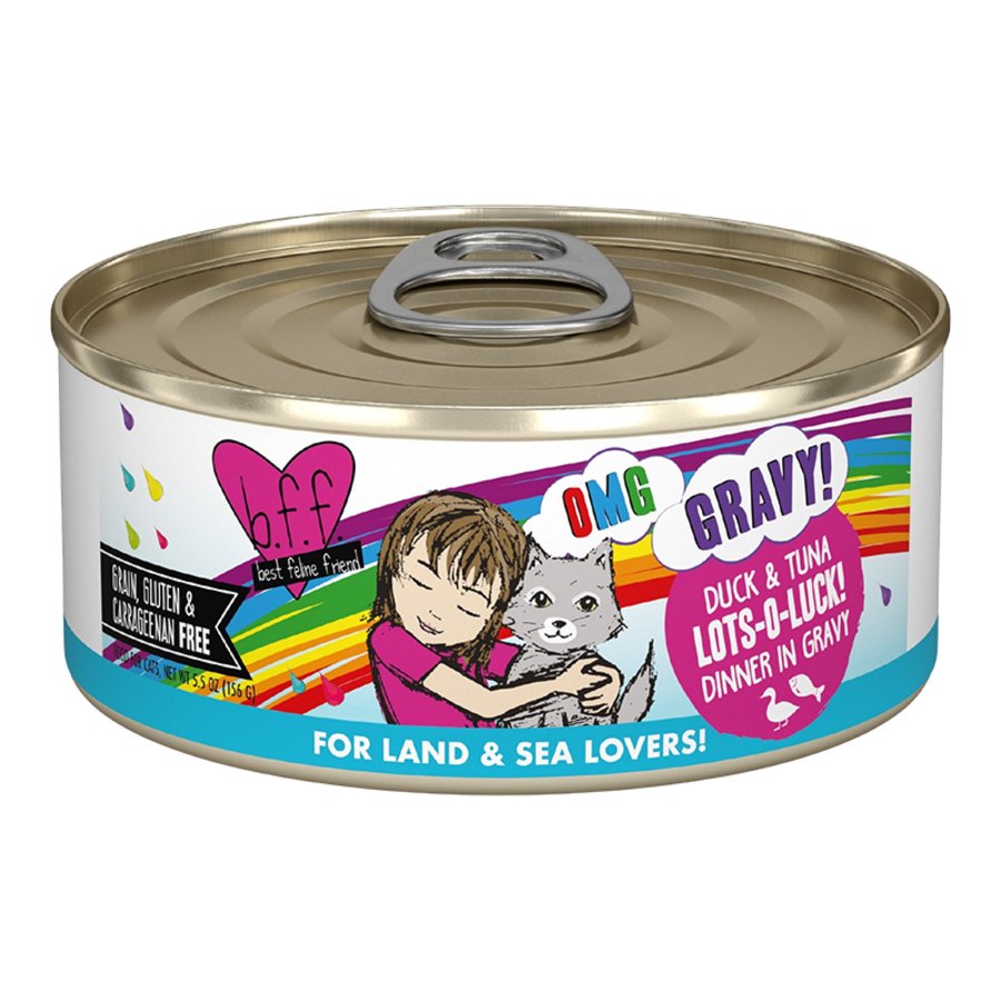 Weruva B.F.F. OMG Duck & Tuna Lots-O-Luck! Dinner in Gravy Wet Cat Food 5.5-oz