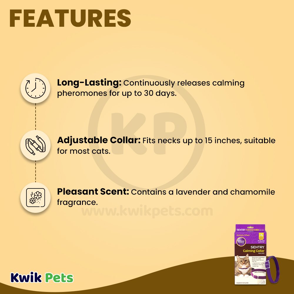 Features of Sentry Calming Collar for Cats Up To 15-in Neck 3 Count