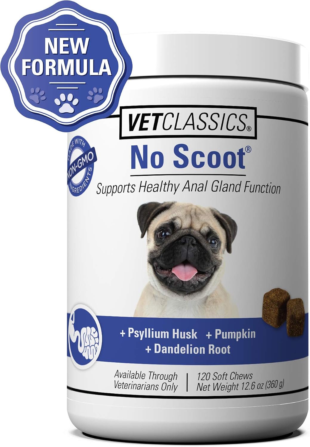VetClassics No Scoot Anal Gland Function Support Soft Chews Dog Supplement 120 Count