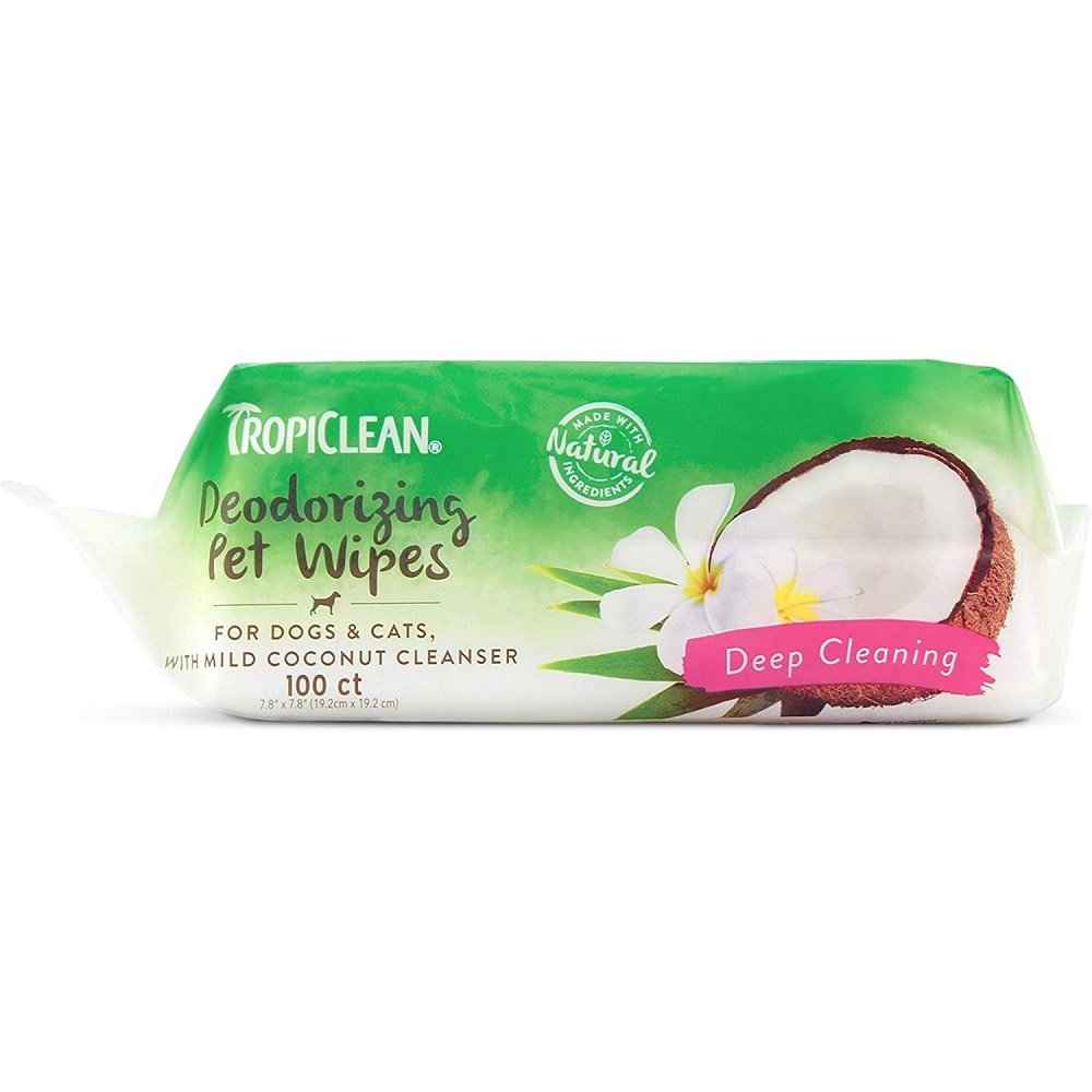 TropiClean Berry + Coconut Tushy & Paw Wipes for Dogs & Cats 100 Count