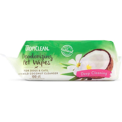 TropiClean Berry + Coconut Tushy & Paw Wipes for Dogs & Cats 100 Count