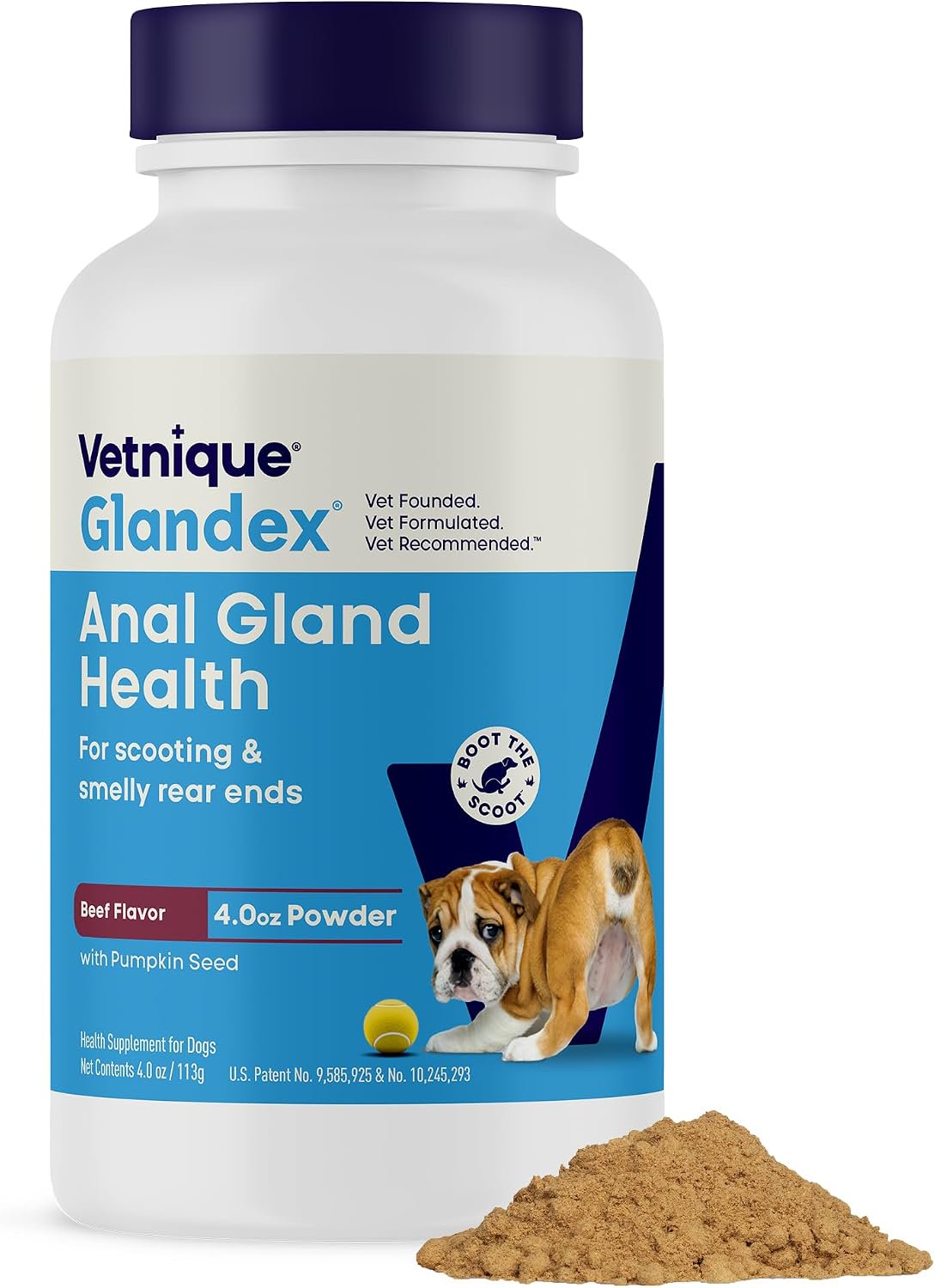 Vetnique Glandex Anal Gland Supplement Powder for Dogs Beef with Pumpkin Seed 4-oz