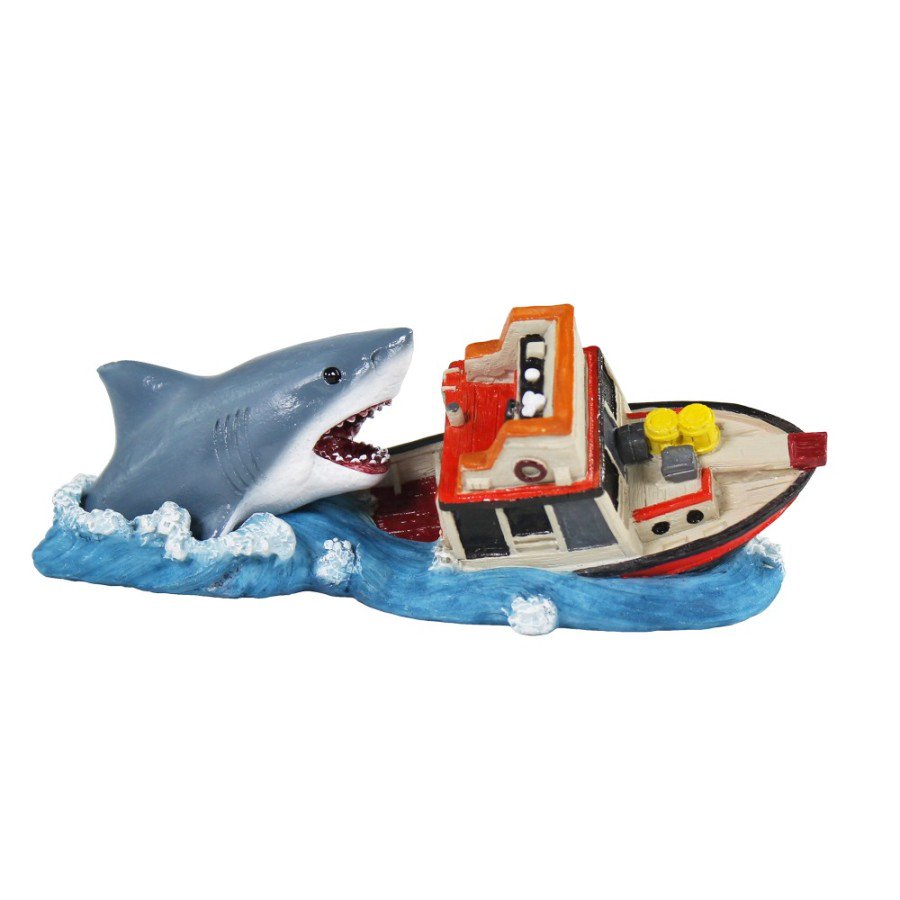Penn-Plax Officially Licensed Boat Attack Aquarium Decoration Small, Kwik Pets