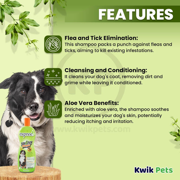 Espree Flea & Tick Shampoo for Dogs & Cats 20-oz, Kwik Pets